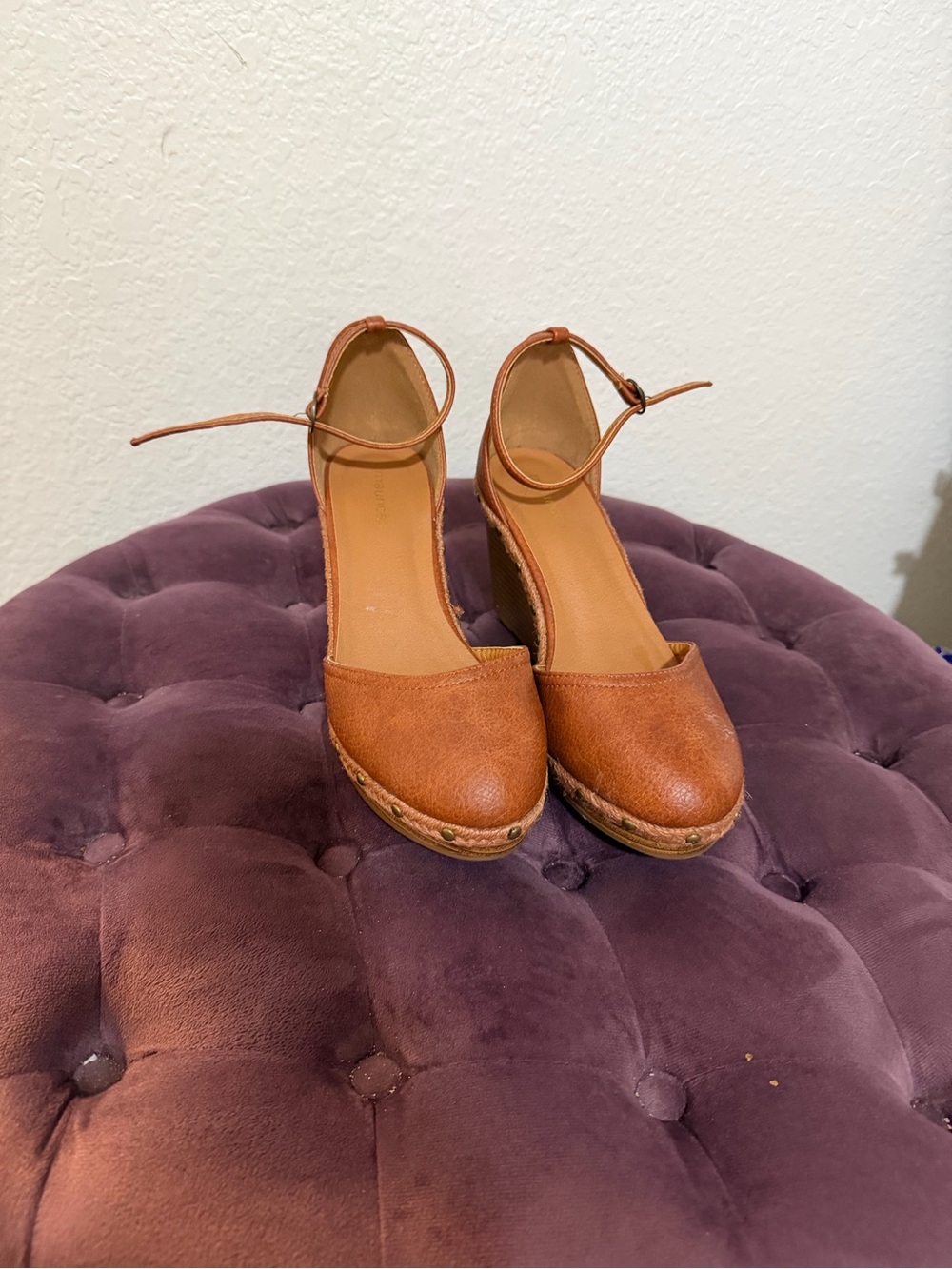 Maurices Brown Ankle-Strap Espadrille Wedges